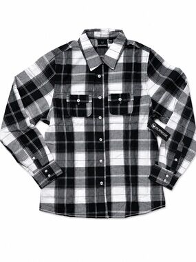 Burnside Women’s Black & White Plaid Button-Down Shirt